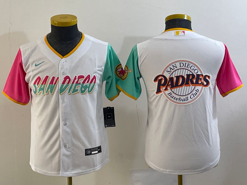 Youth San Diego Padres White Team Big Logo City Connect Stitched Baseball Jersey